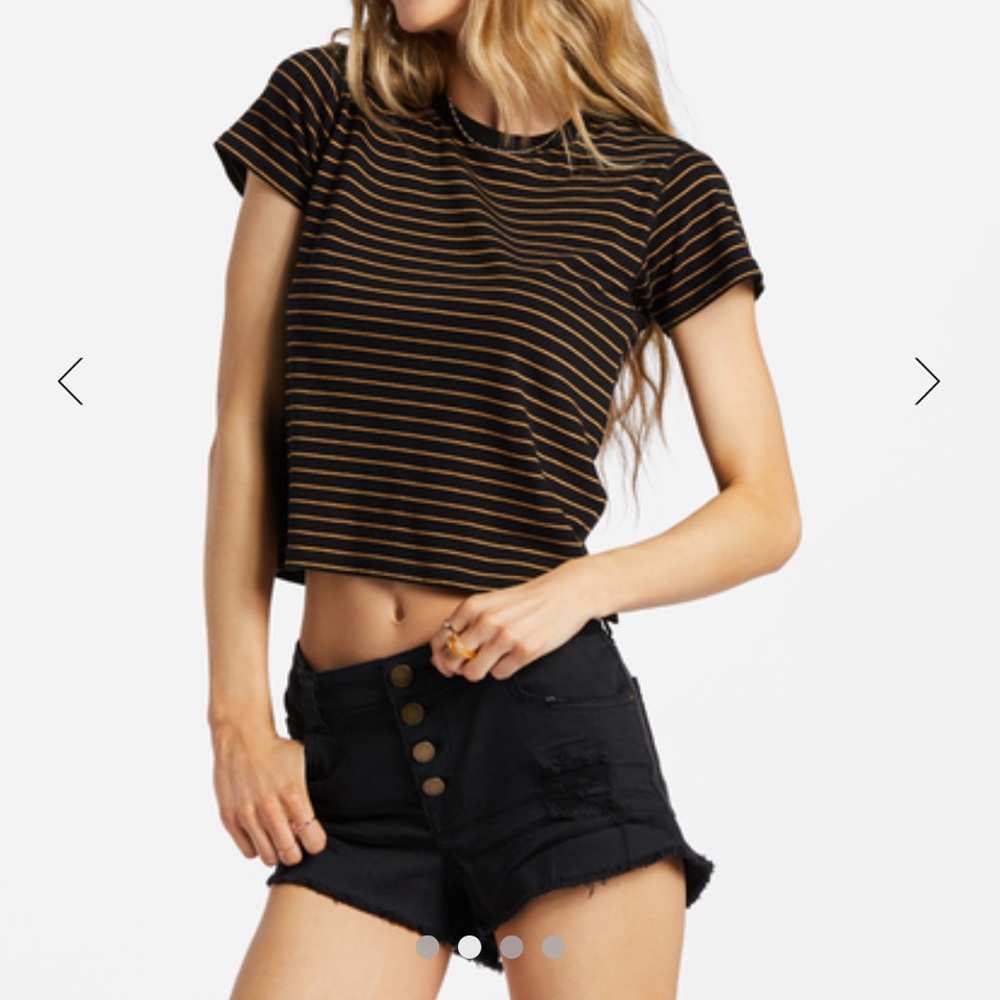 Billabong buttoned up black denim shorts